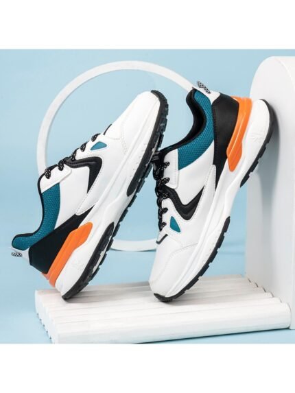 Redtape Casual Sneaker Shoes for Men | White Orage Edition | Impact-Resistant Comfort