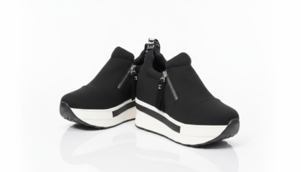 Women’s Retro Style Platform Sneakers White Black