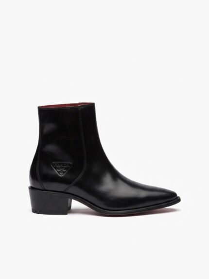 Cuban Heel Buffalo Leather Boot Black