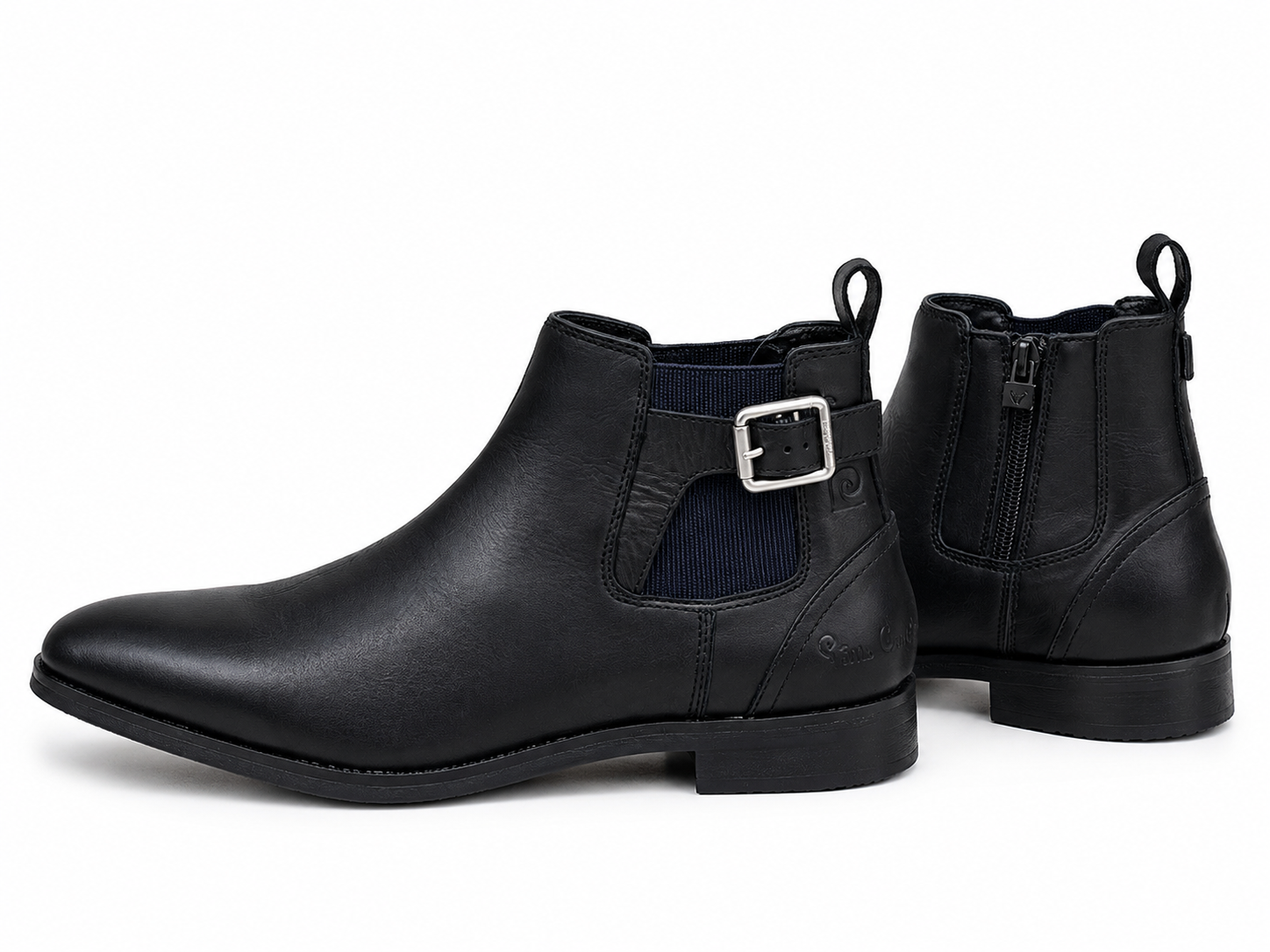 Black Leather Chelsea Boots on White