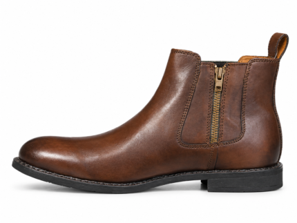 Chelsea Leather Boot in Brown Zipper
