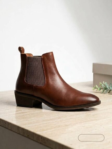 Cuban Heel Ankle Boot Brown