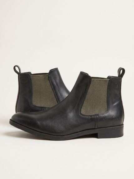 Men's Leather Chelsea Boot Black Elastic